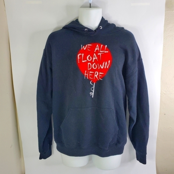 We All Float Down Here Red Balloon Sweatshirt Hoodie Adult Large - Picture 1 of 5